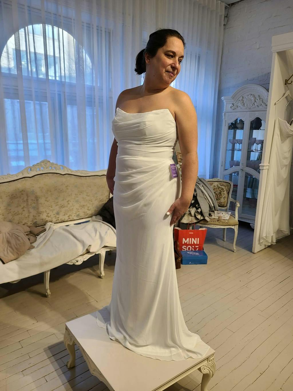 Pricille | Strapless Chiffon Fitted Bridal Dress