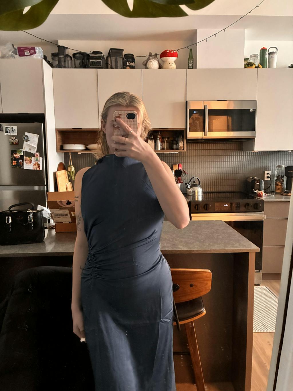 Alberta Navy | Maxi High Neckline Dress