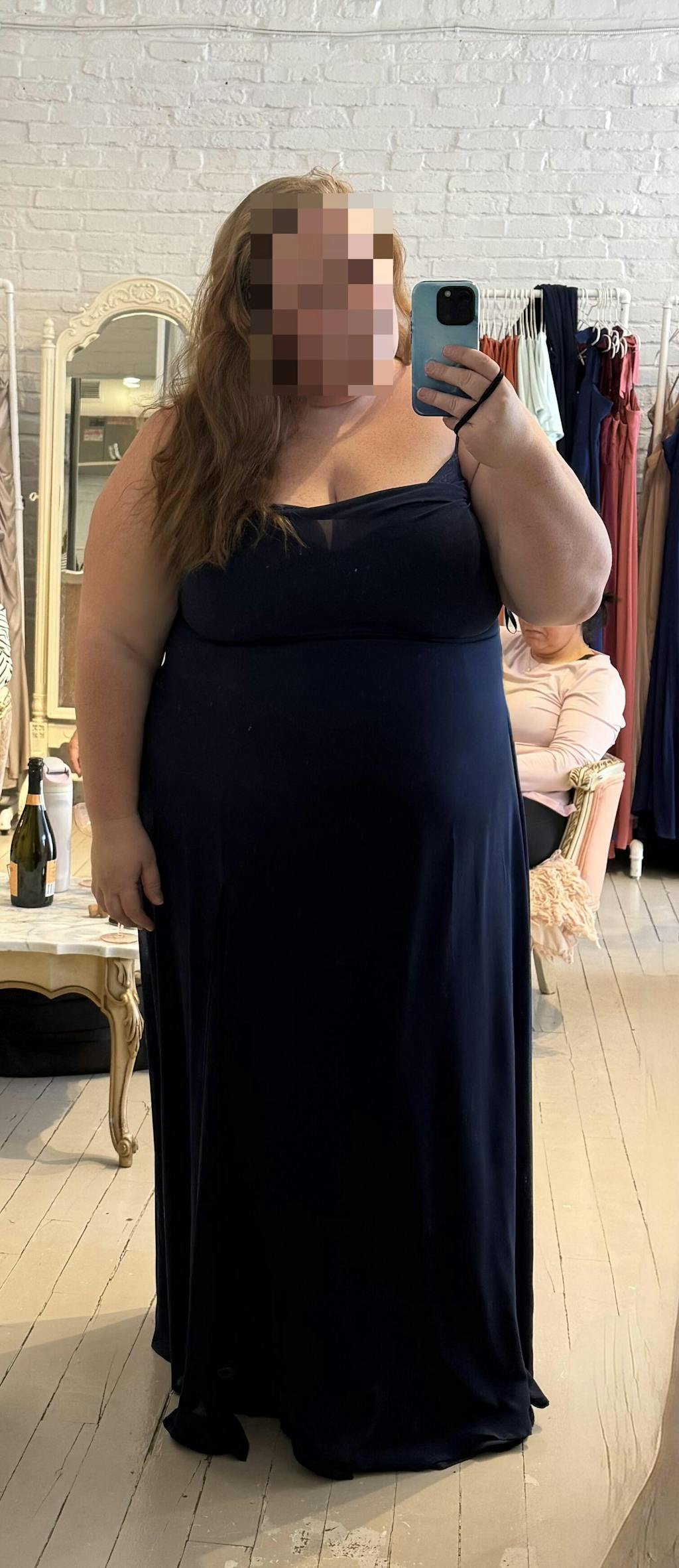 Kieran Navy | A-Line Maxi Dress with Lace