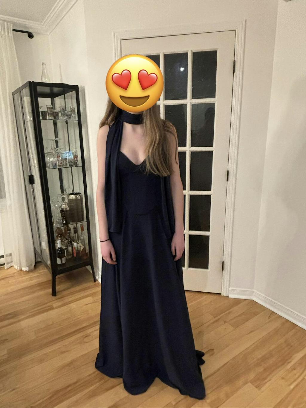 Syana Navy | Long Chiffon Corset Dress with Scarf