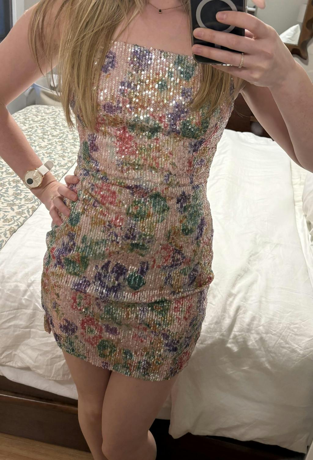 Glenda | Floral Sequins Short Dress