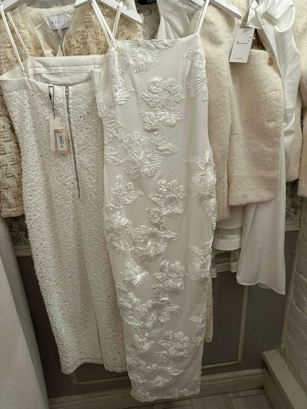 Neya White | Mesh Floral Maxi Dress with Back Slit