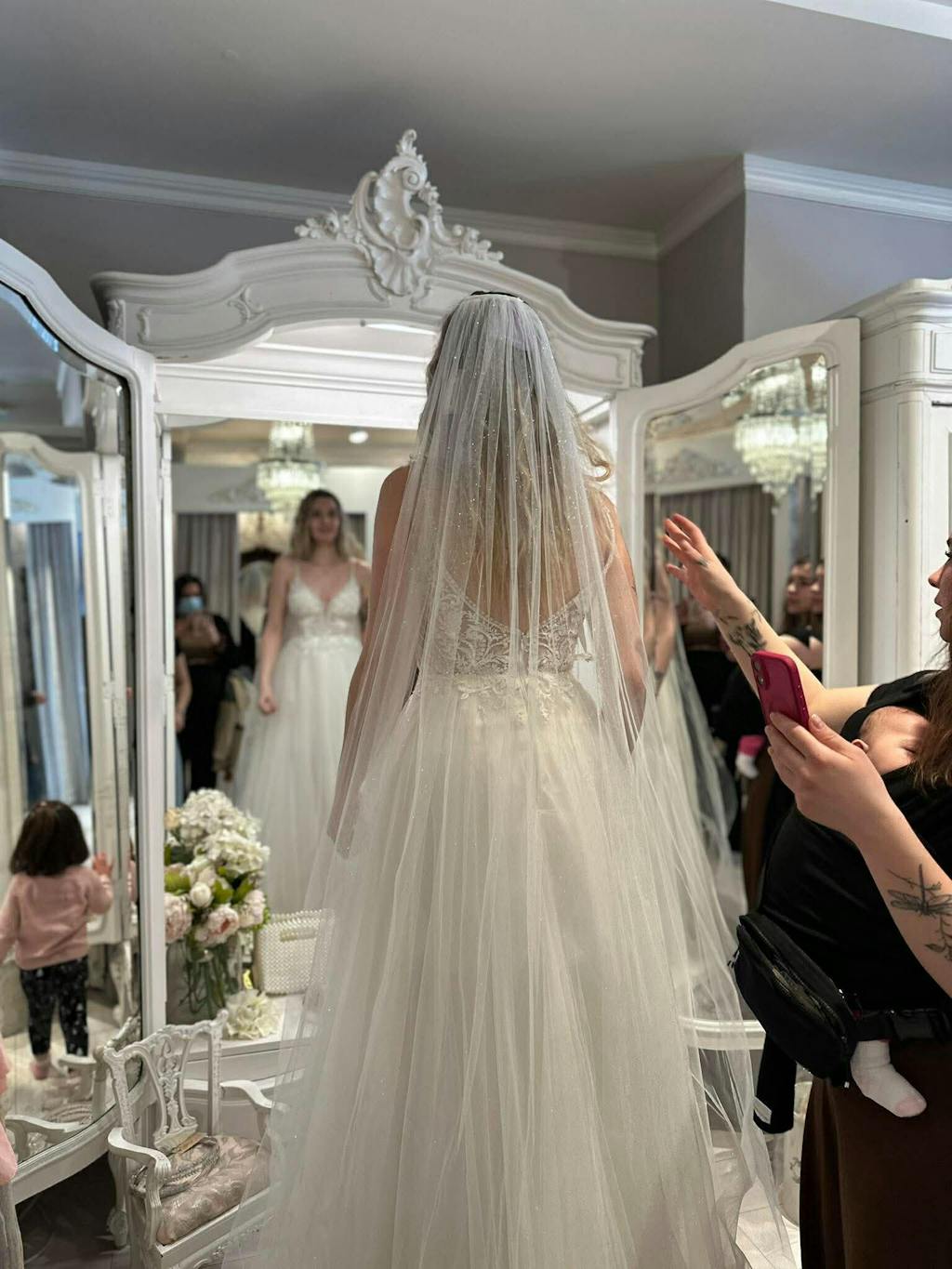 Astranova | Layered Tulle Wedding Gown with Lace