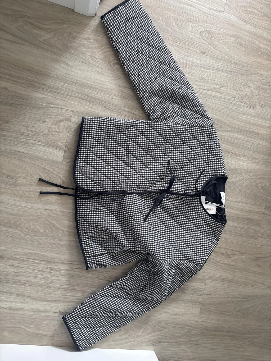 Ballia | Reversible Navy Gingham Jacket with Front-Ties