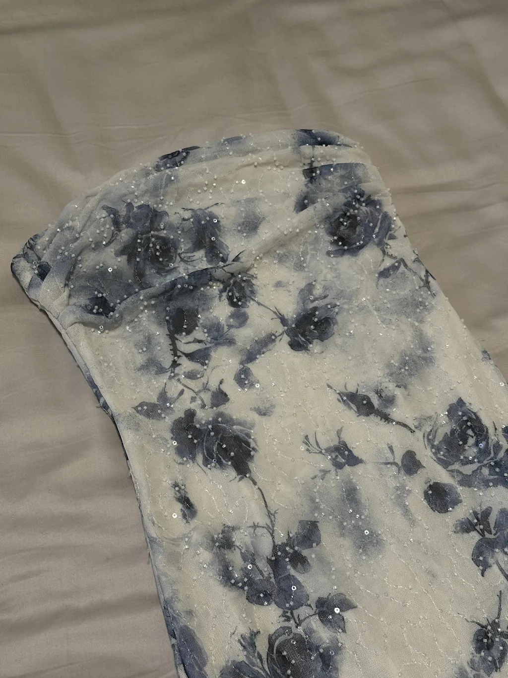 Melione | Strapless Floral Maxi Dress with Beading