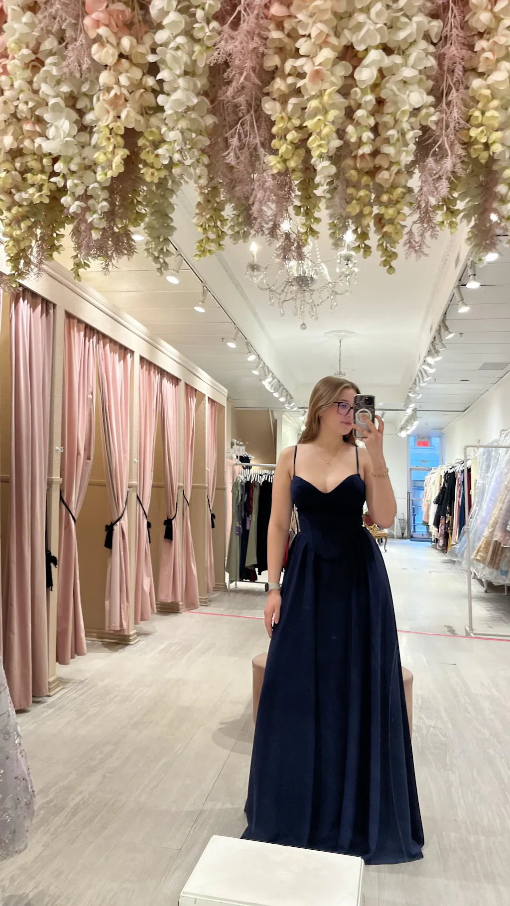 Syana Navy | Long Chiffon Corset Dress with Scarf