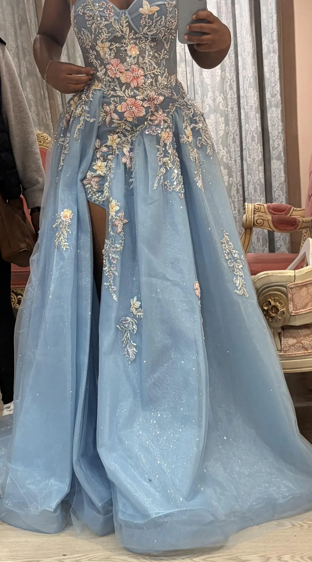 Cecily | Crystal Embroidered Blue Ball Gown Dress