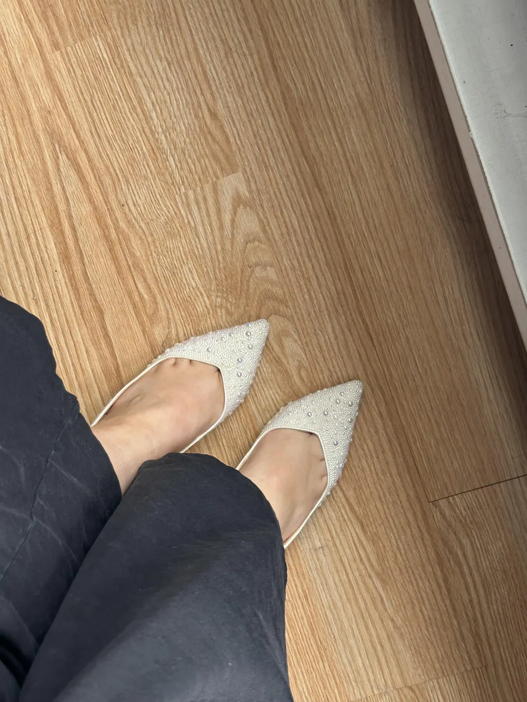 Nadyna | White Slingback Heels with Rhinestones