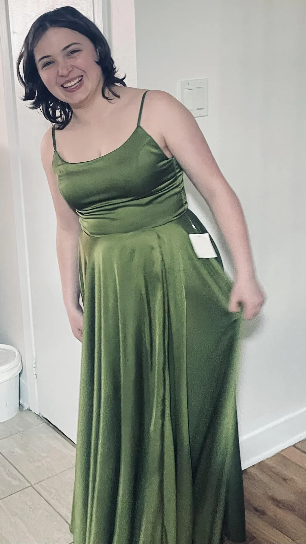 Darcy Khaki | Maxi Satin Dress with Slit