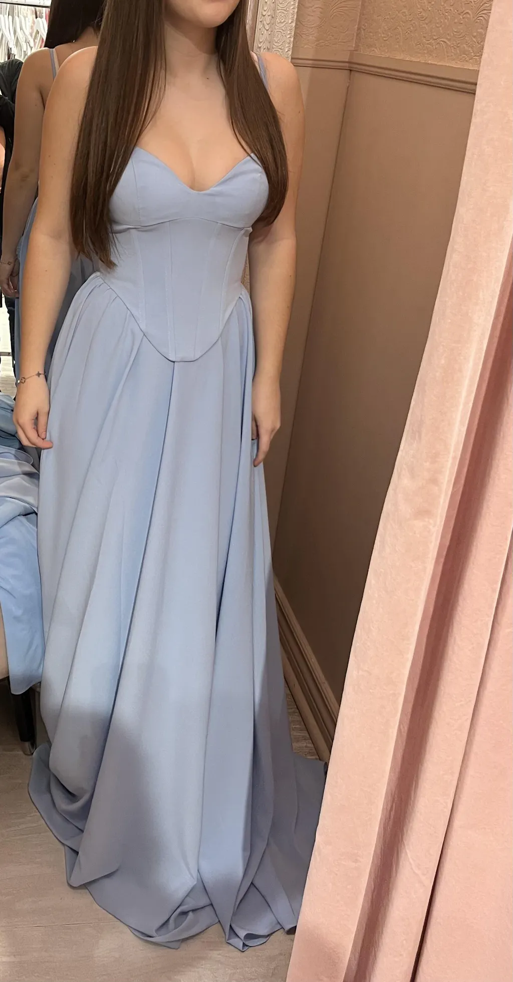 Syana Blue | Long Chiffon Corset Dress with Scarf