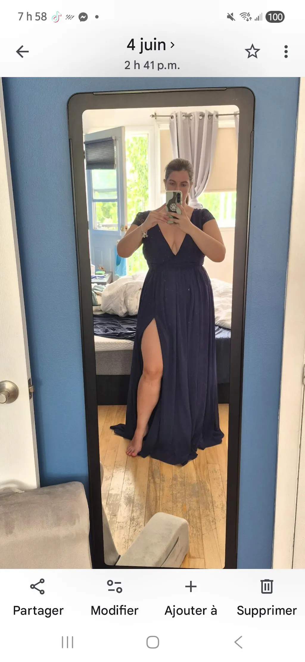 Senji Navy | Backless Chiffon and Lace Gown