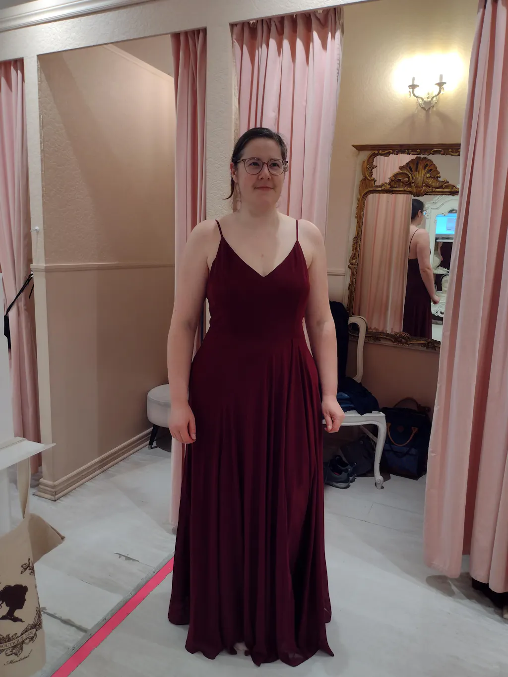 Diana Burgundy | Exclusive 1861 A-Line Chiffon Dress with Slit