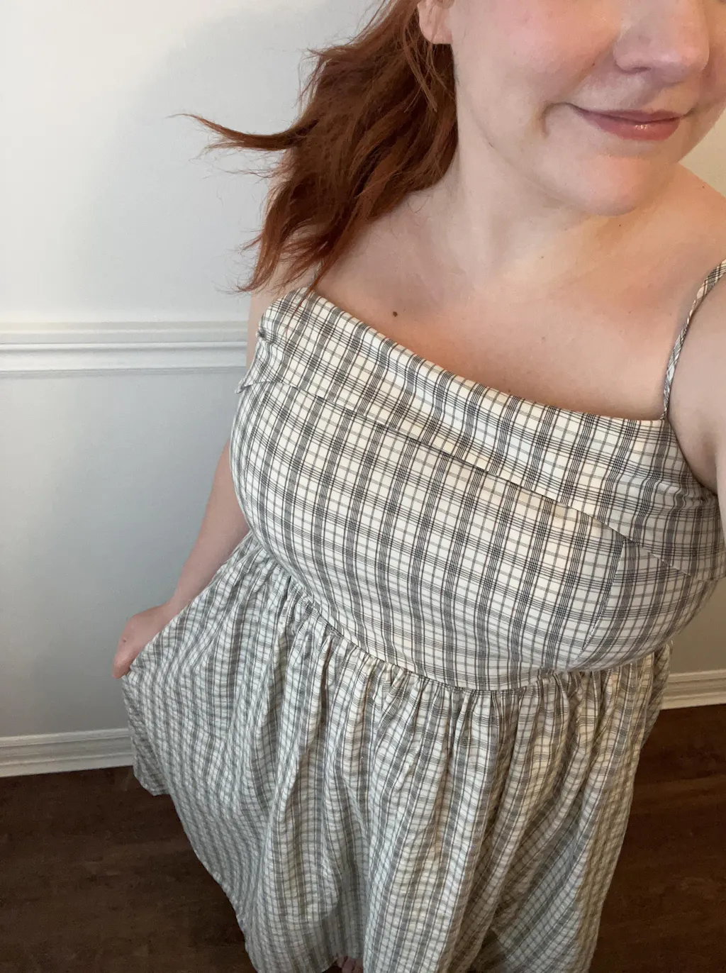 Auroria Black | Plaid Midi A-Line Dress with Pocket