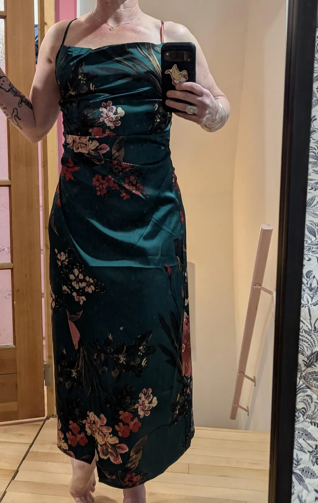 Annelise Green | Cowl Neck Floral Midi Dress