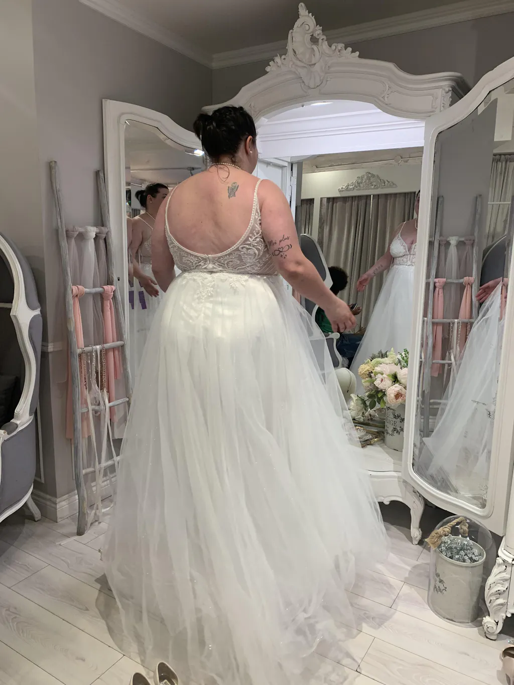 Astranova | Layered Tulle Wedding Gown with Lace