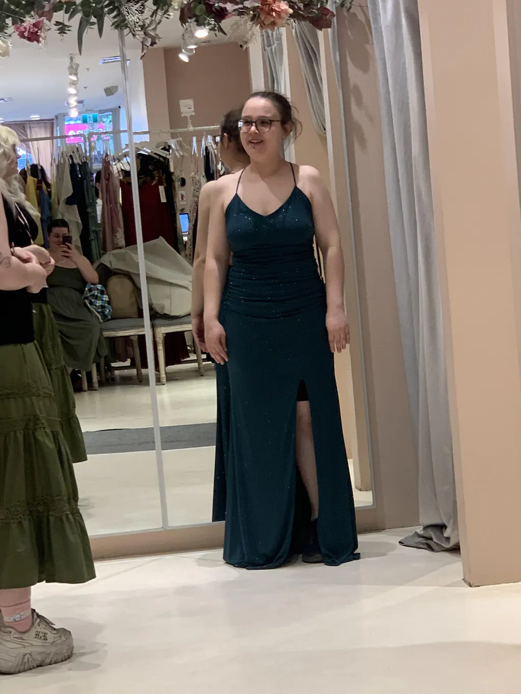Alexie Navy Toile Border Midi Dress with Asymmetrical Hem