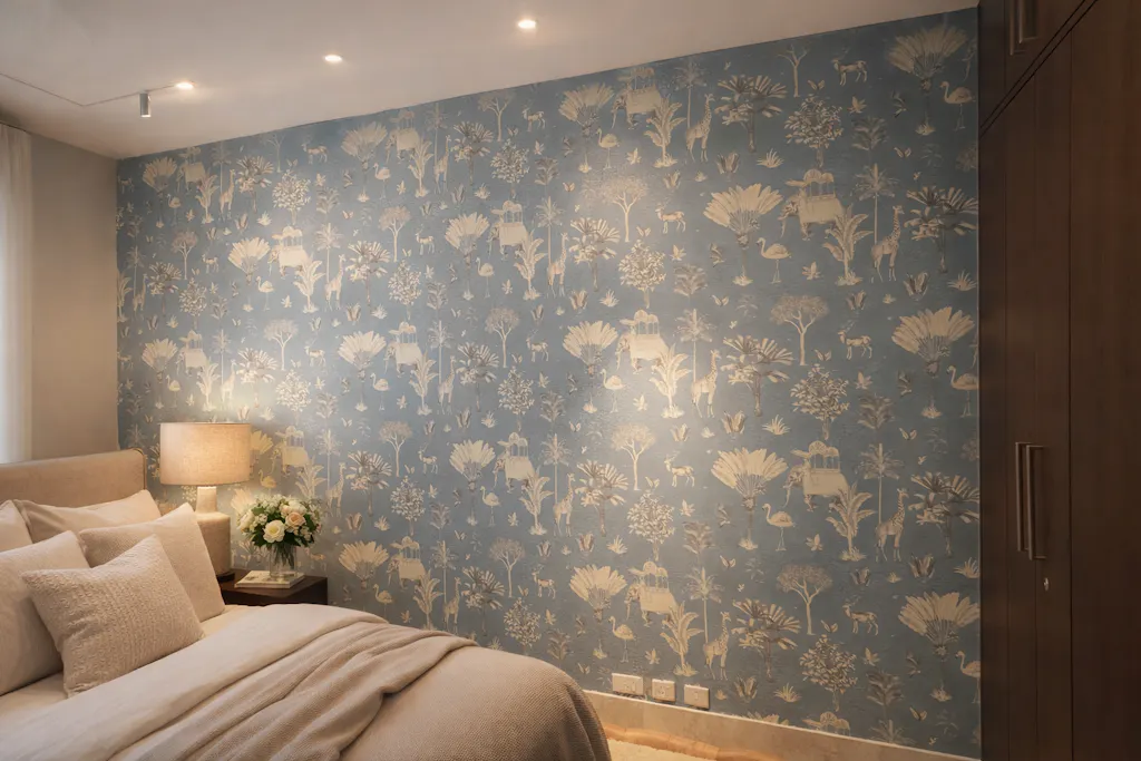 Vintage Indigo: "Indigo Echoes" Wallpaper