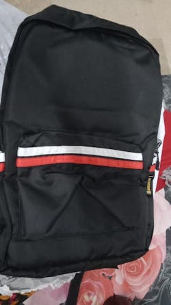 DB117 Black Striped Allover Printed Backpack