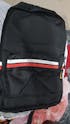 DB117 Black Striped Allover Printed Backpack