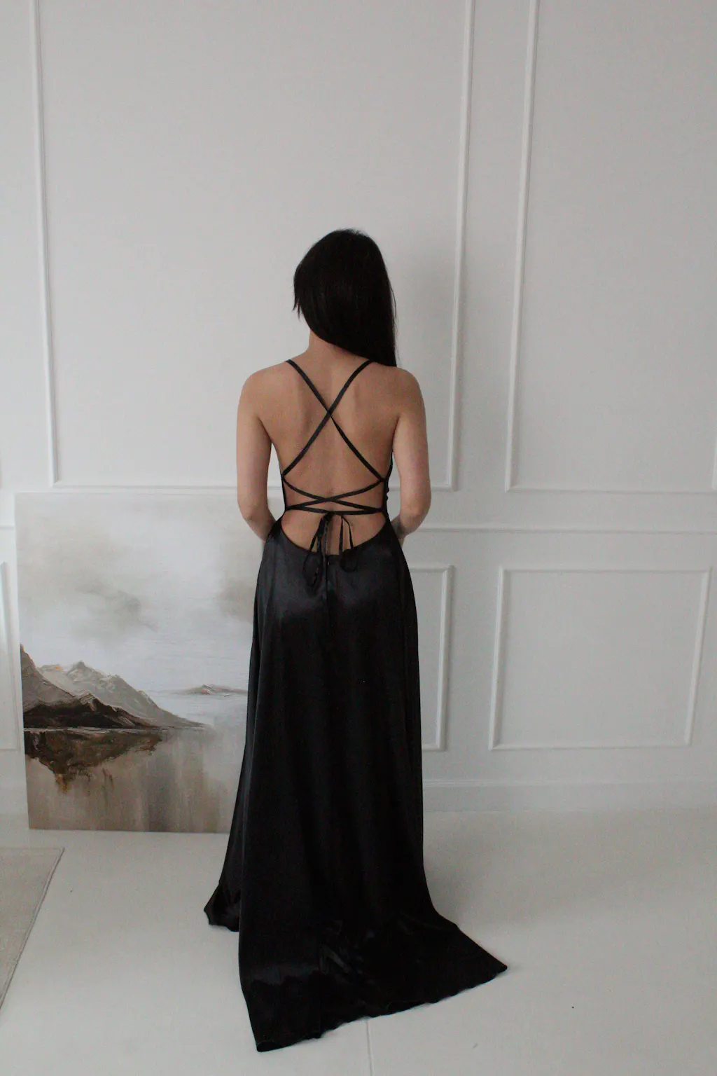 Wholesa Simple Spaghetti Straps Satin Prom Dresses With Slit main image 0
