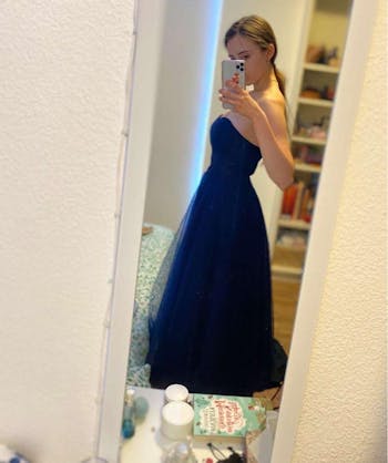 A Line Tulle Short Prom Dresses Sweetheart Sheer Boning Tea length Formal Party Gowns