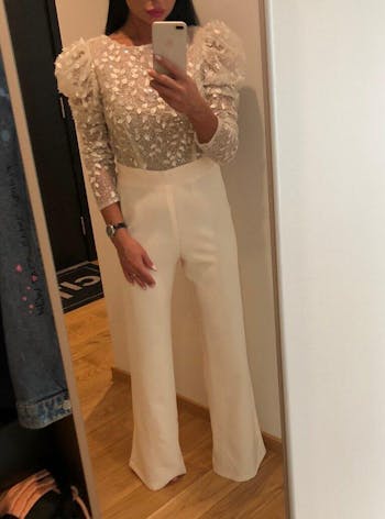 Luxury Jumpsuit Wedding Long Sleeves Pants Backless Bridal Gowns Formal Beach