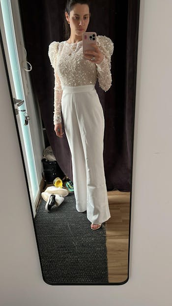Luxury Jumpsuit Wedding Long Sleeves Pants Backless Bridal Gowns Formal Beach