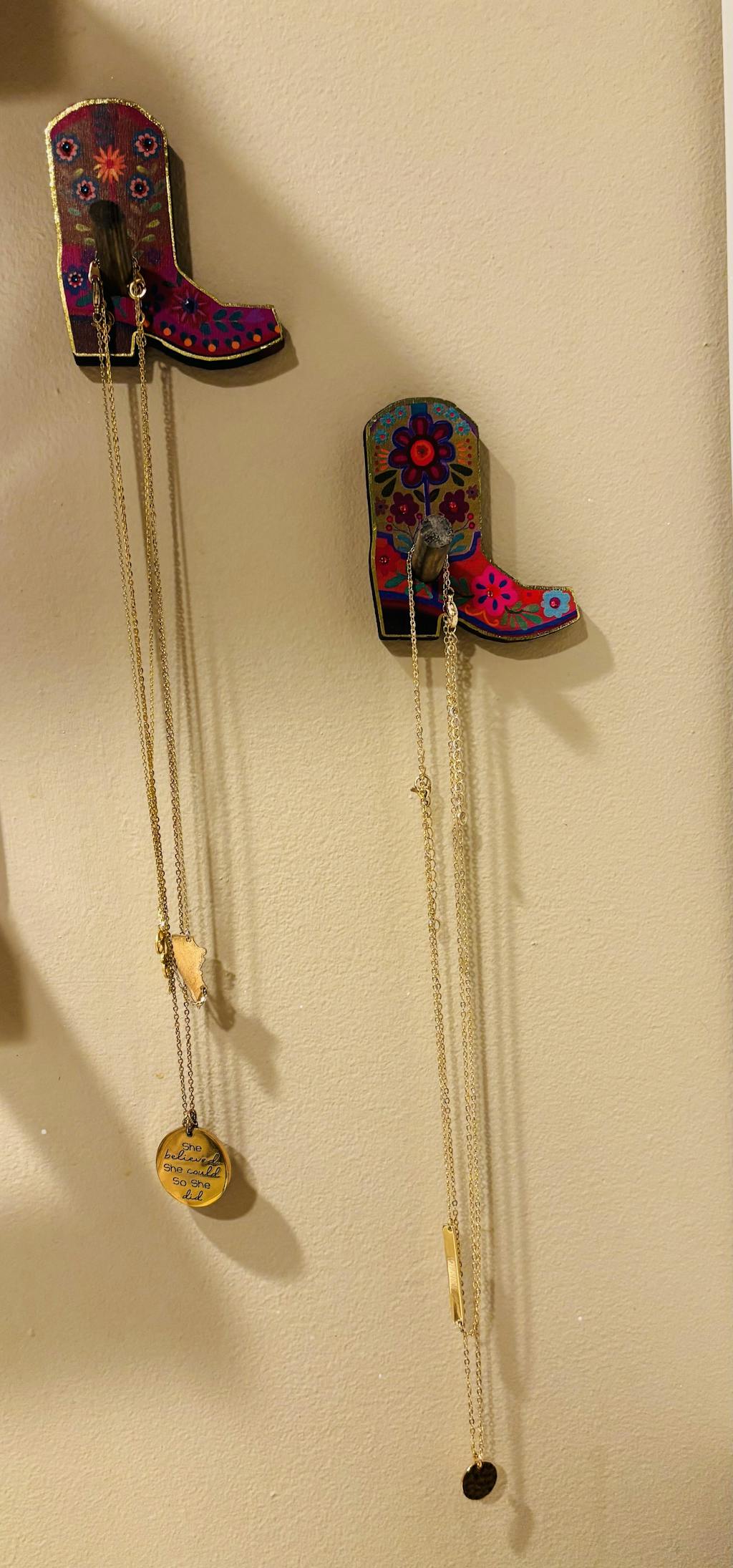 Wooden Boot Wall Hooks (Set of 2)