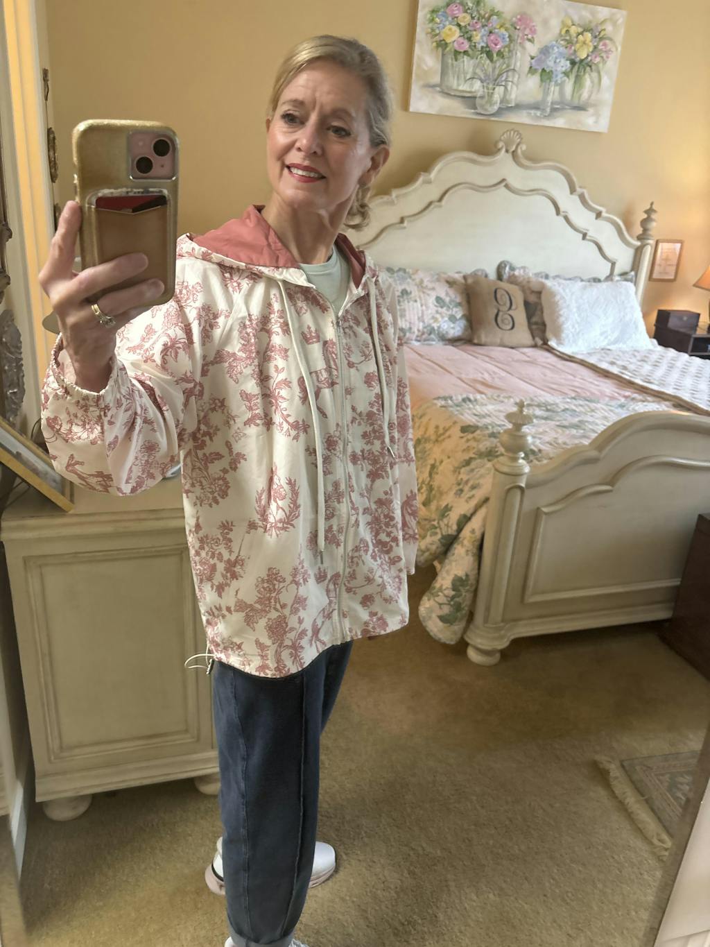 Pink Toile Horse Windbreaker Jacket