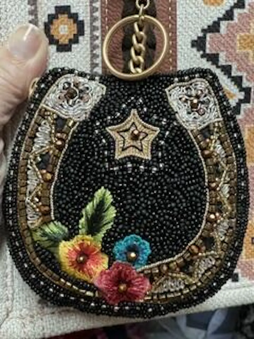 Lucky Horseshoe Hand-Beaded Coin Purse