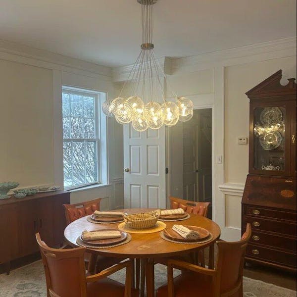 Dresqui 13-Light Dimmable Ribbed Glass Modern Bubble Pendant (25"-29")