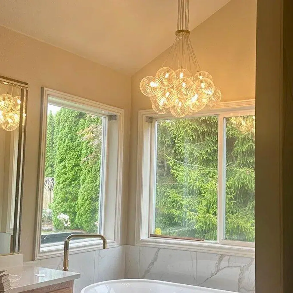 Dresqui 13-Light Dimmable Ribbed Glass Modern Bubble Chandelier (25"-29")