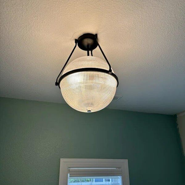 Brindlea 3-Light Grid Textured Glass Globe Glam Semi-Flush Mount (14")