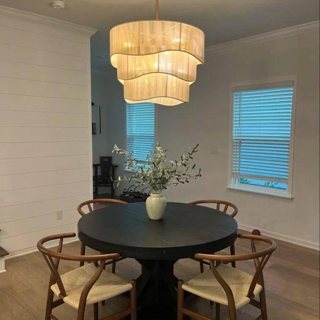 Brilune 6-Light Rattan Tiered Contemporary Glam Chandelier (28")