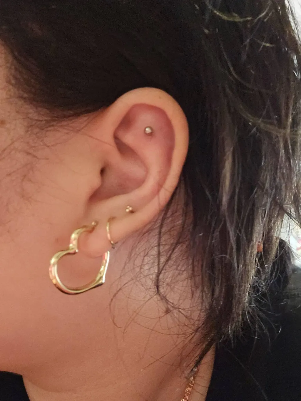 14k Heart Hoop Earrings