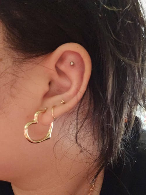 14k Heart Hoop Earrings