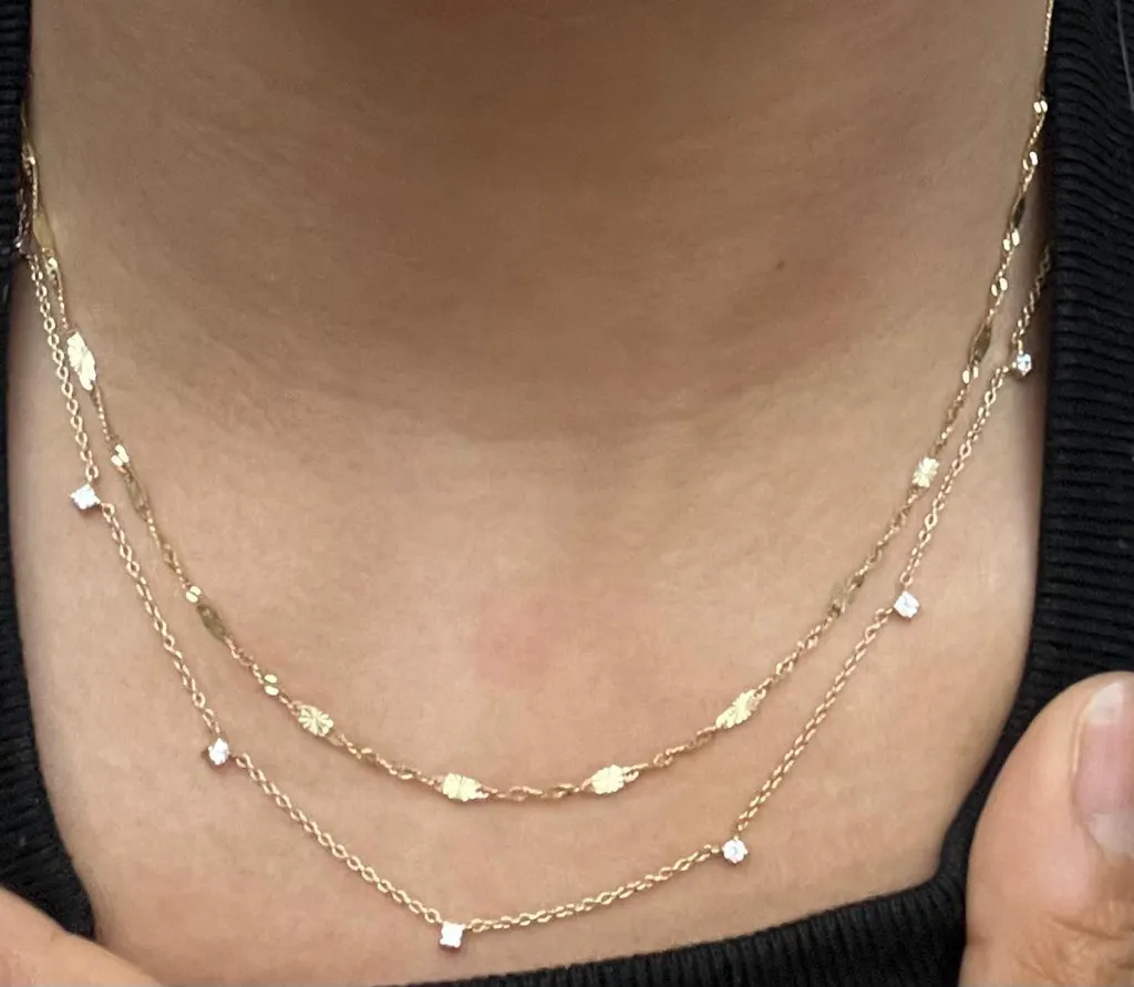 14k Fully Diamond Cut Mirror Chain