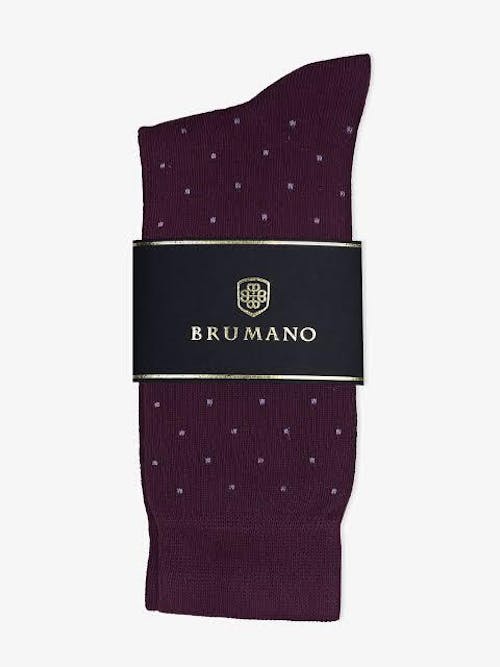 Burgundy Cotton Socks With Heather Dots