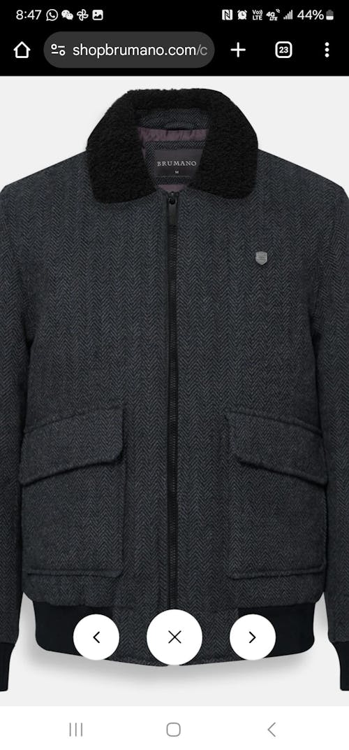 Charcoal Wool Blended Aviator Jacket With Sherpa Collar