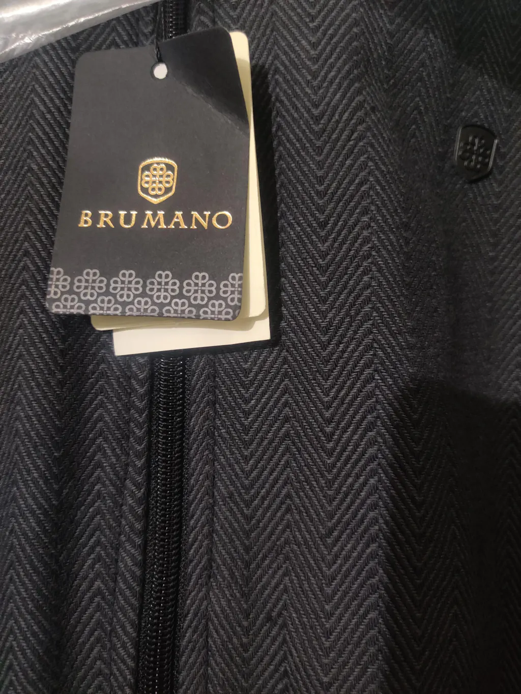 Charcoal Herringbone Structured Bomber Jacket