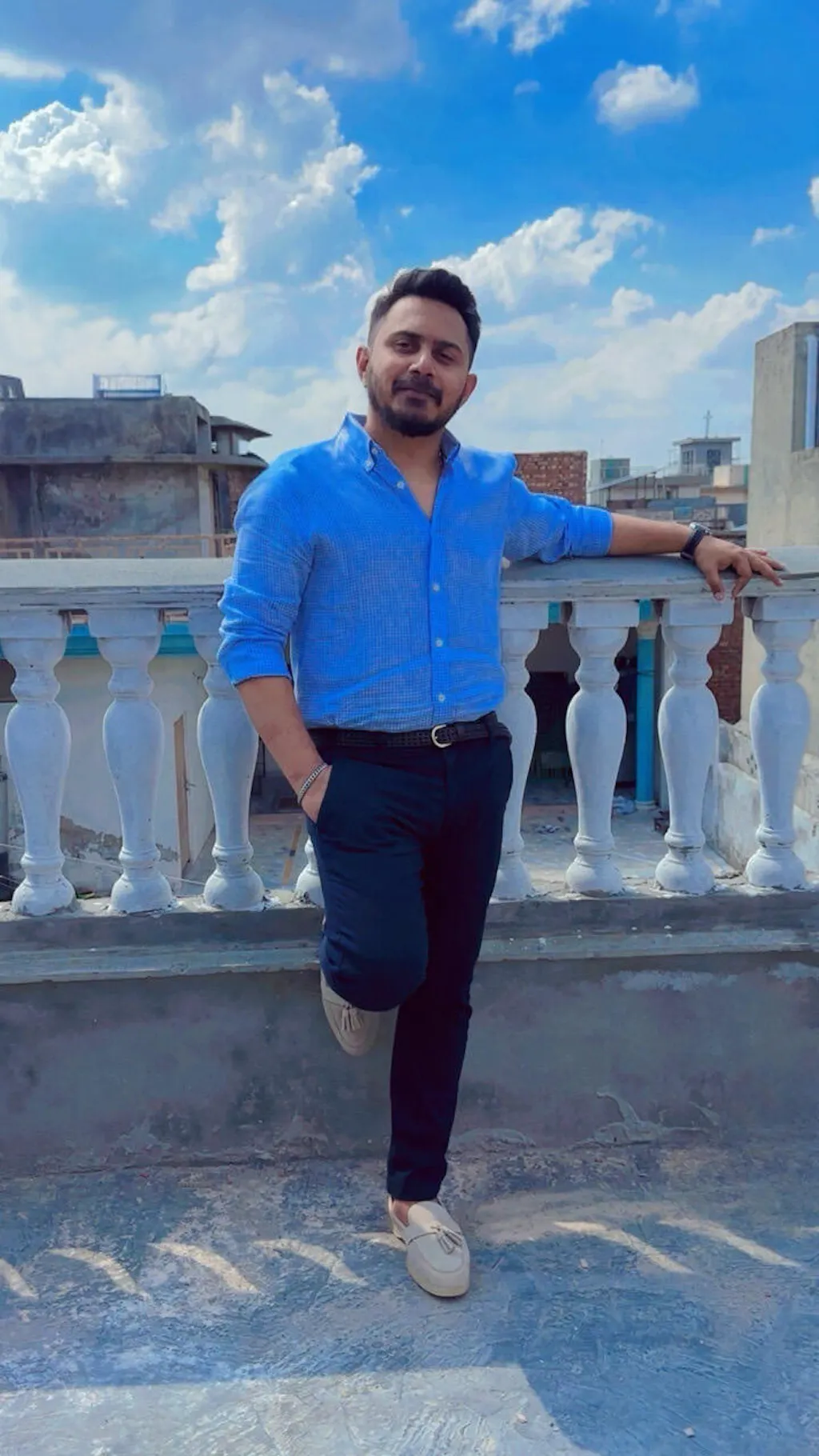 Dark Brown Drop Needle Flat Knit Polo