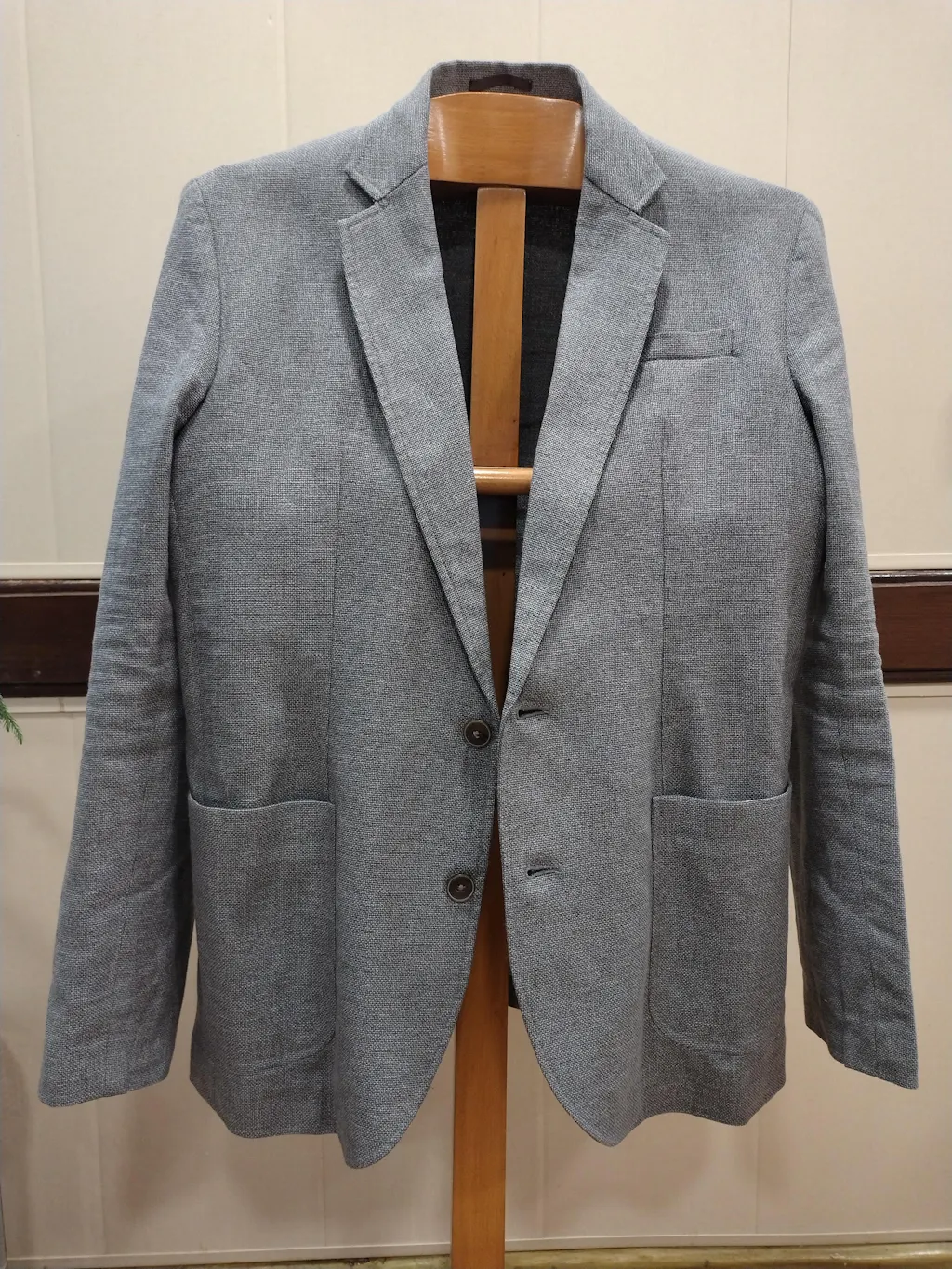 Grey Structured Linen Blended Blazer