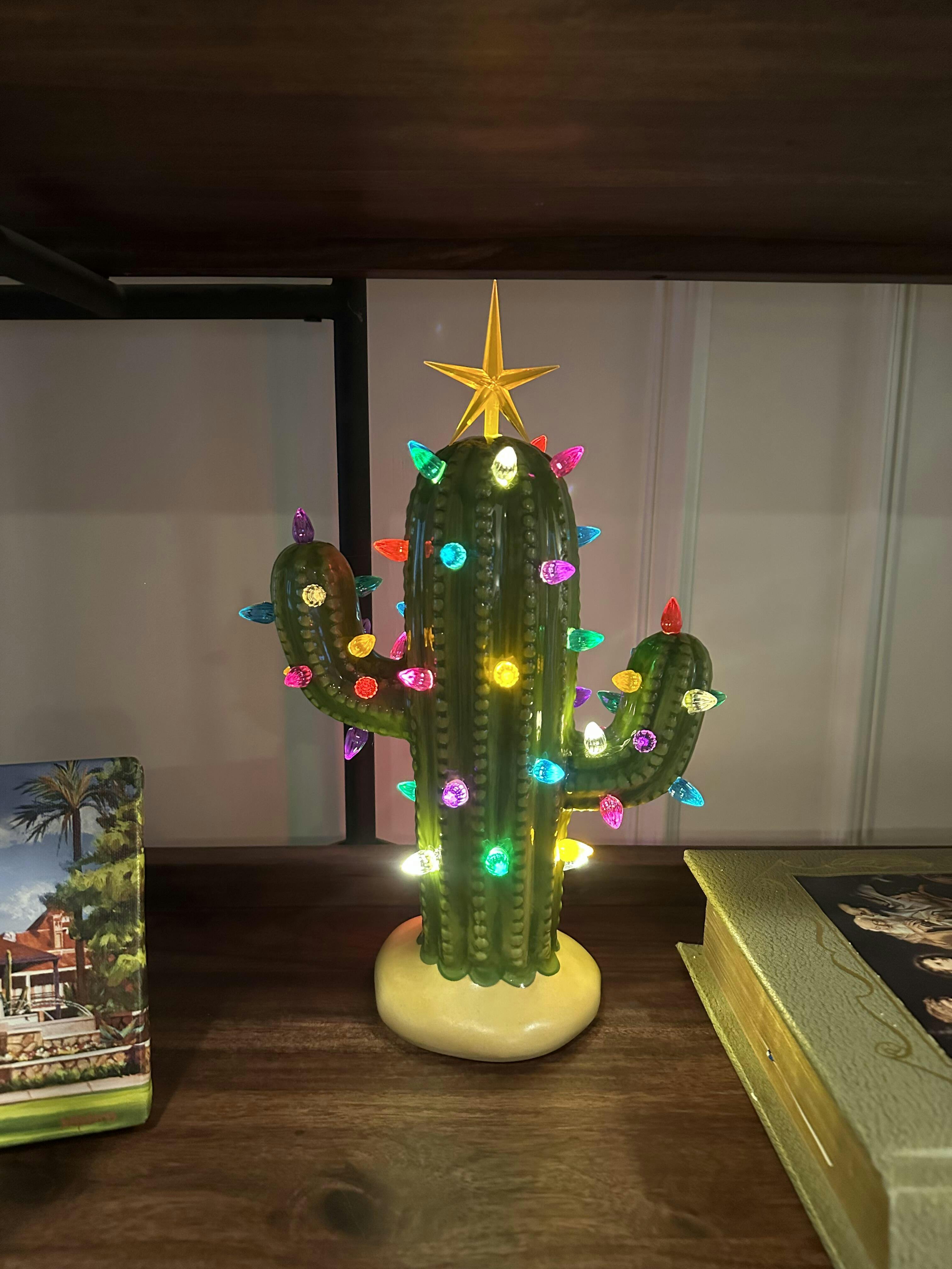 thumbnail image 2 of Milltown Merchants Ceramic Christmas Cactus - Vintage Light-Up Cactus Tree - Nostalgic Christmas Decoration 2 of 12