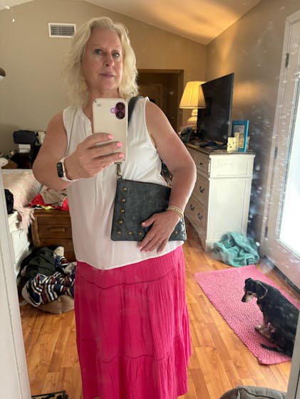 Studded Leather Bag in Golden Tan - Nikki clutch crossbody