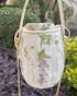 Wisteria Embroidered Drawstring Bucket Bag in Cream Satin