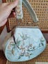 Vintage Pear Blossom Embroidered Shell Handbag with Kiss Lock