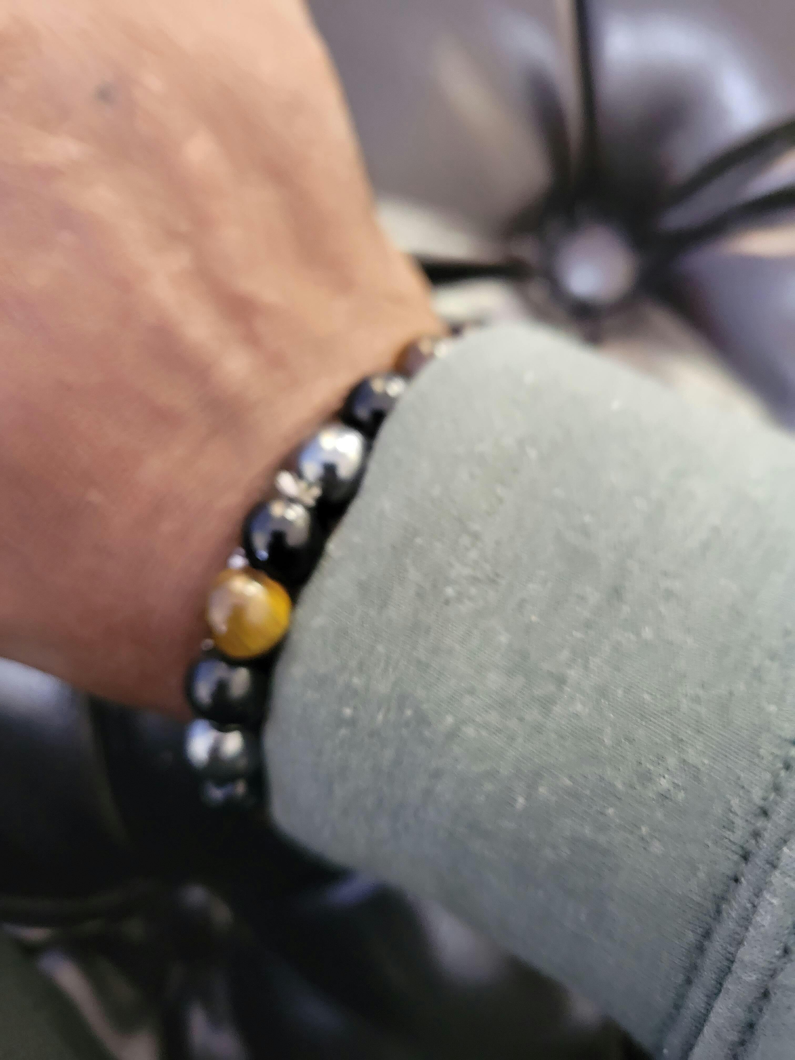 Triple Protection Bracelet: Tiger’s Eye, Obsidian & Hematite photo review