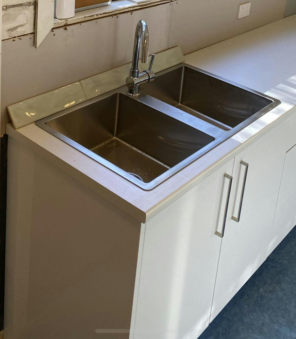 Orlando 1125x450 Double Bowl with Drain Board Sink, Buildmat