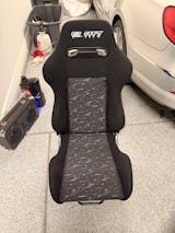 Adjustable Black Luxury Racing Lowered SR3 CONFETTI Style Velvet Seat w/ Sliders