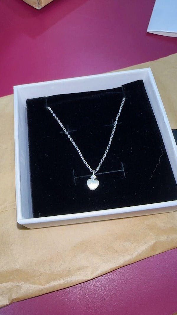 Novie Matte Heart Pendant with Zirconia Necklace
